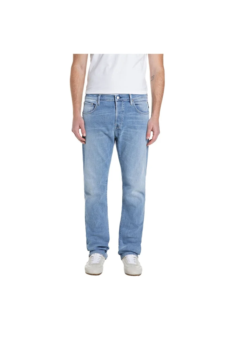 Blugi drepti cu talie medie, Albastru deschis