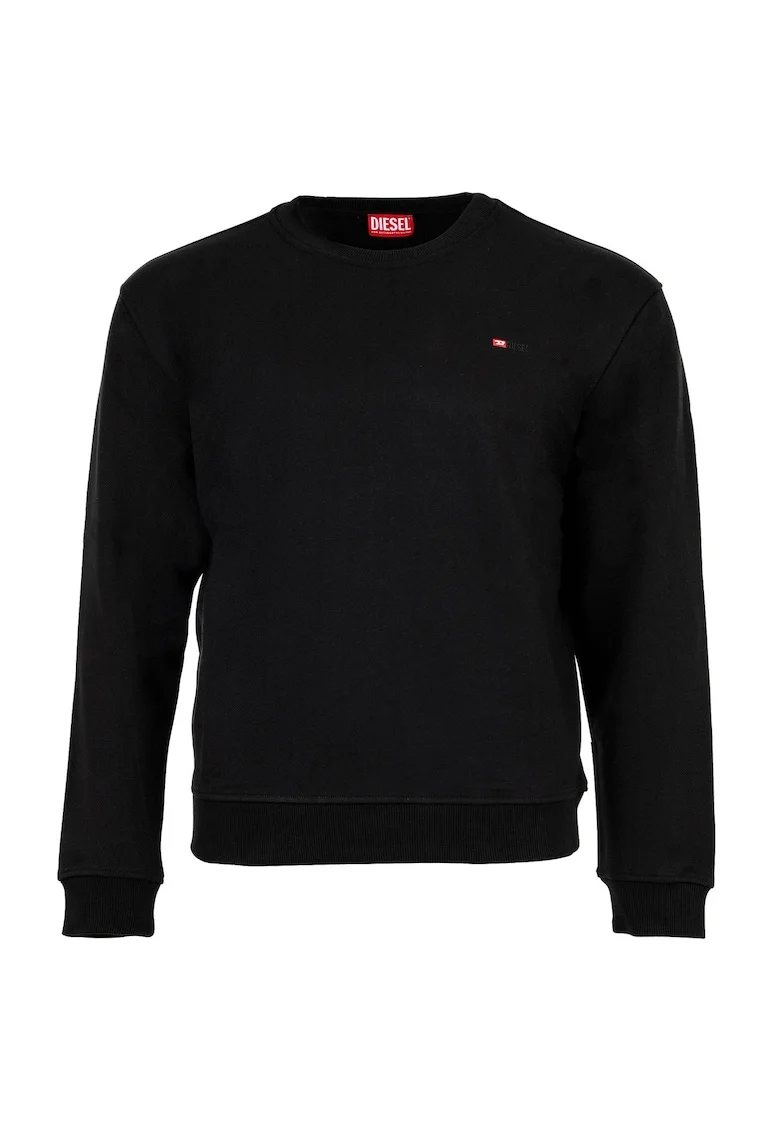 Bluza de trening de bumbac cu decolteu la baza gatului, Negru