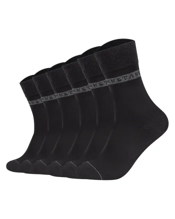 Set de sosete lungi cu terminatie striata - 6 perechi, Negru