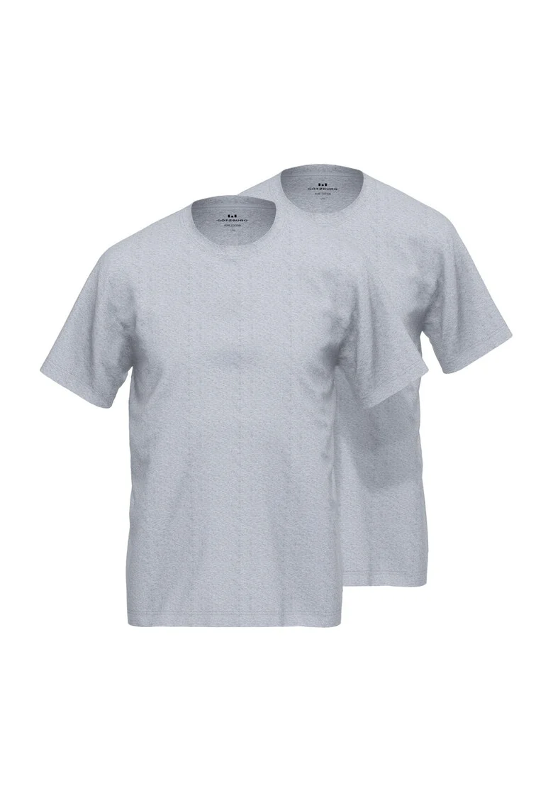 Set de tricouri cu decolteu la baza gatului si model uni - 2 piese, Gri