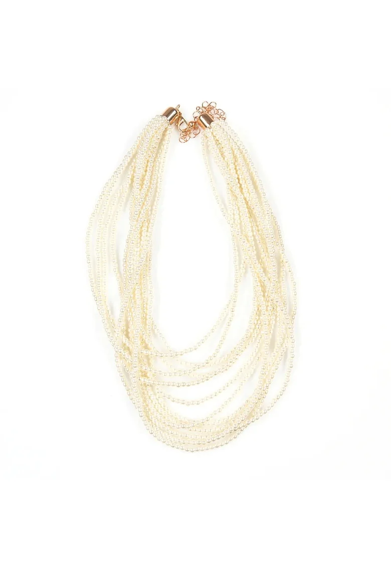 Colier elegant cu siraguri multiple de perle delicate