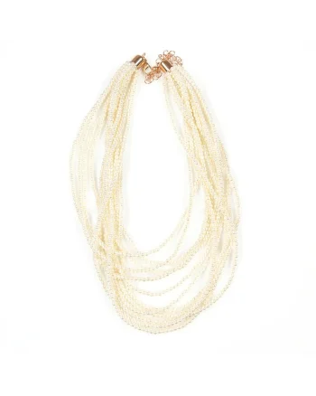 Colier elegant cu siraguri multiple de perle delicate