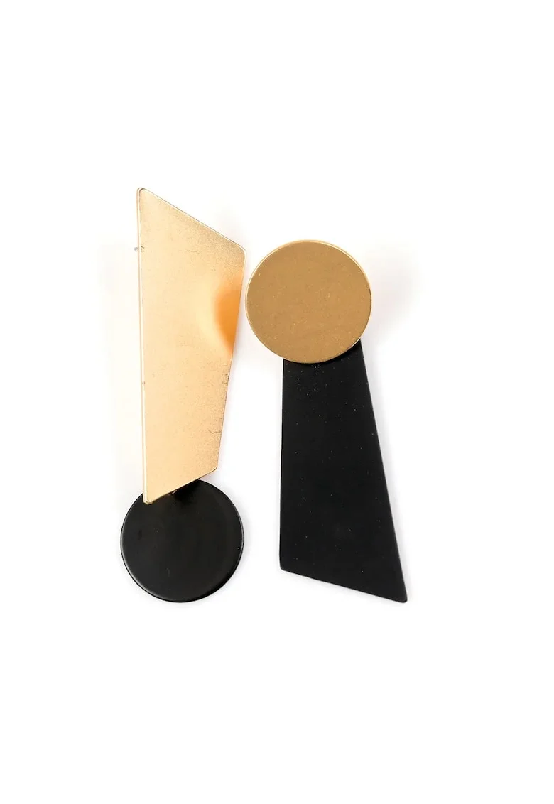 Cercei  bicolori geometrice aurii și negri 2x6cm