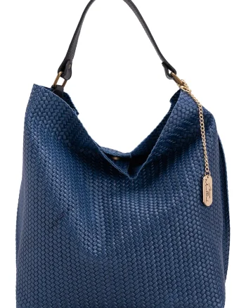 Geanta hobo de piele cu aspect impletit Sebastiana