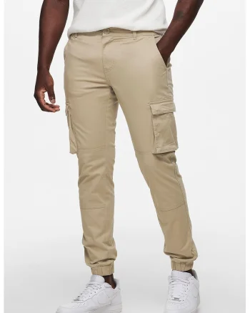 Pantaloni cargo conici, Maro nisip