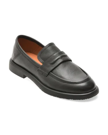 Mocasini IMAGE negri, D380, din piele naturala