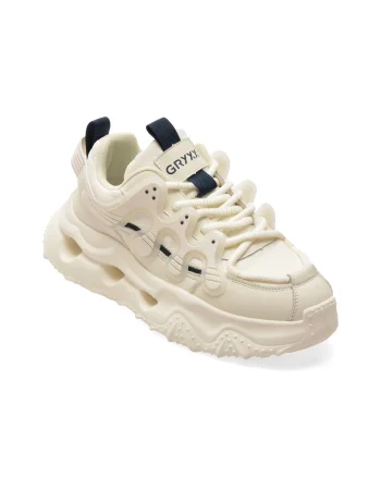 Pantofi sport GRYXX albi, Y2002, din material textil si piele naturala