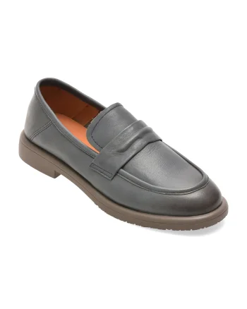 Mocasini IMAGE gri, D380, din piele naturala