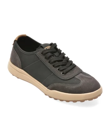 Pantofi sport OTTER negri, T25239, din piele naturala