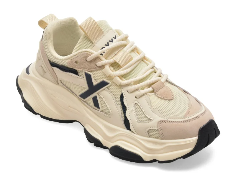 Pantofi sport GRYXX albi, Y508, din material textil si piele naturala