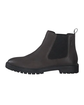 Ghete Chelsea din piele cu model uni, Maro inchis