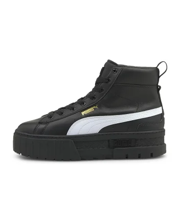 Pantofi sport high-top de piele cu insertii de piele ecologica Mayze, Alb/Negru
