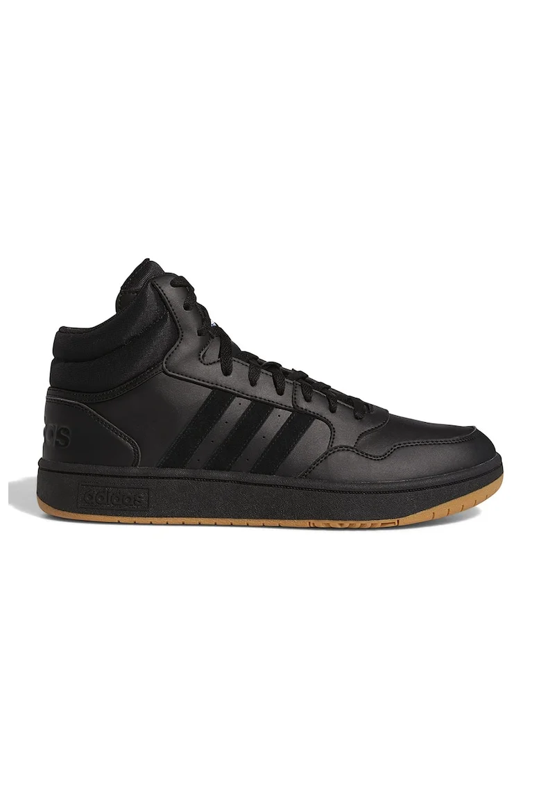 Pantofi sport medii de piele ecologica Hoops 3.0, Negru/Negru stins