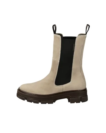 Ghete chelsea high-cut de piele nabuc, Bej