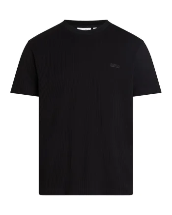 Tricou din bumbac cu decolteu la baza gatului, Negru