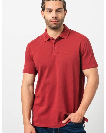 Tricou polo din pique, Rosu inchis