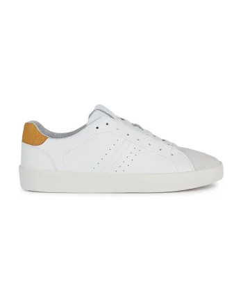 Pantofi sport cu garnituri de piele intoarsa, Alb/Galben