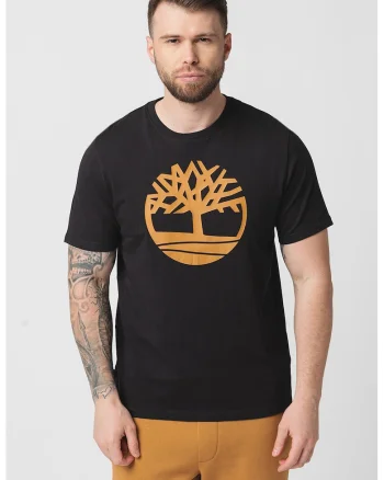 Tricou de bumbac cu logo Kennebec River Tree, Negru/Caramel