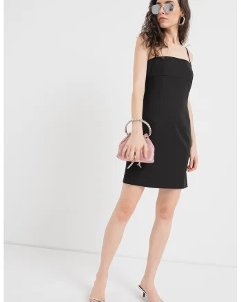 Rochie cu croiala dreapta si bretele inguste Kumala, Negru