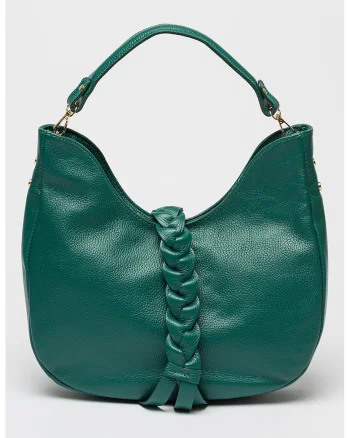Geanta de piele cu aspect texturat, Verde aquamarin