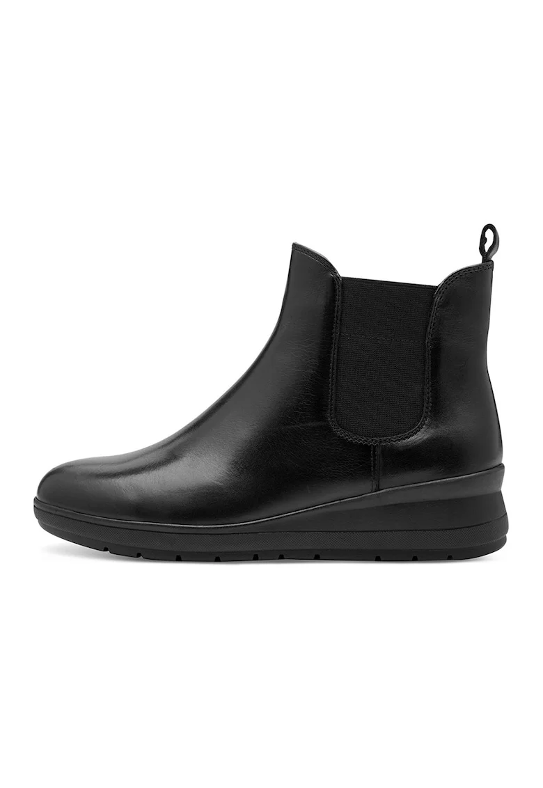 Ghete uni de piele cu fermoar, Negru