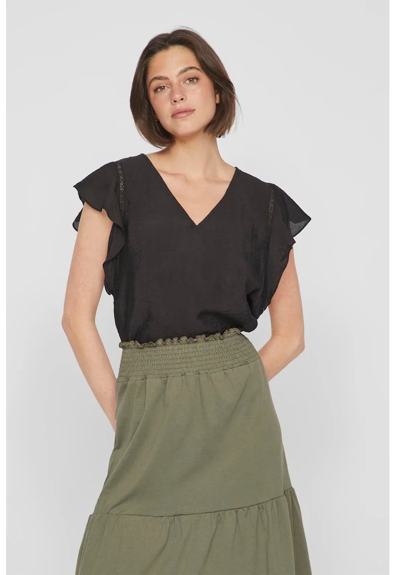Bluza cu decolteu in V si maneci fluture