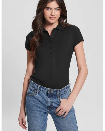 Tricou polo cu model uni, Negru