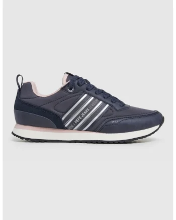 Pantofi sport cu detalii de piele intoarsa, Bleumarin