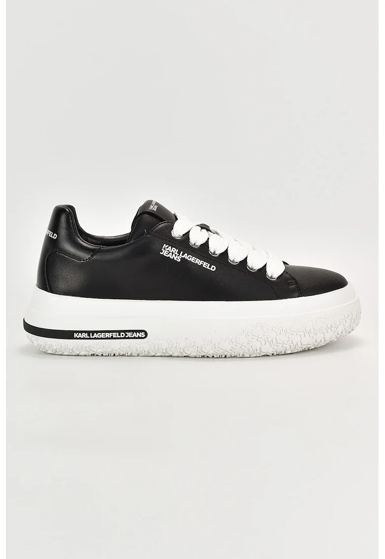 Pantofi sport low cut din piele, Negru