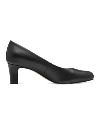 Pantofi de piele ecologica cu toc masiv, Negru
