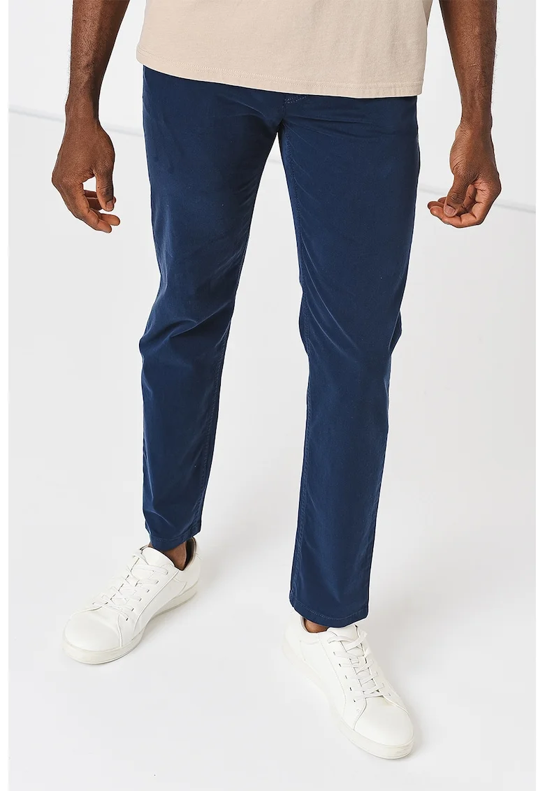 Pantaloni chino cu croiala dreapta, Bleumarin