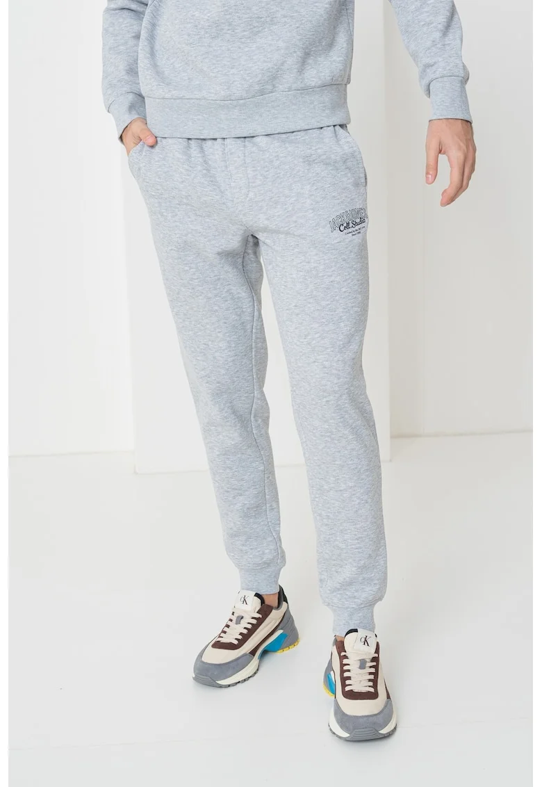 Pantaloni de trening cu talie medie, Gri deschis melange