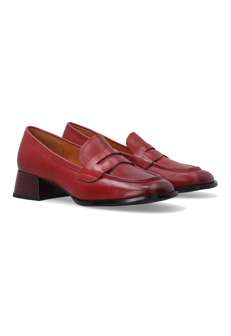 Pantofi tip mocasini cu toc masiv