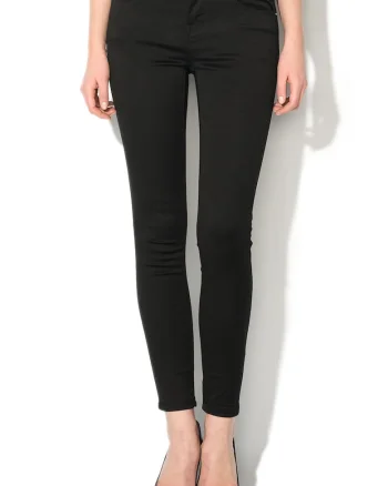 Pantaloni negri super skinny cu fermoar