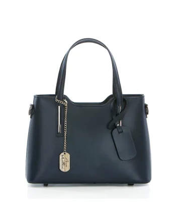 Geanta piele cu bareta de umar1112, Bleumarin, 22x28x8