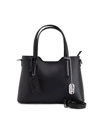 Geanta piele cu bareta de umar1112, Negru, 22x28x8, 22x28x8
