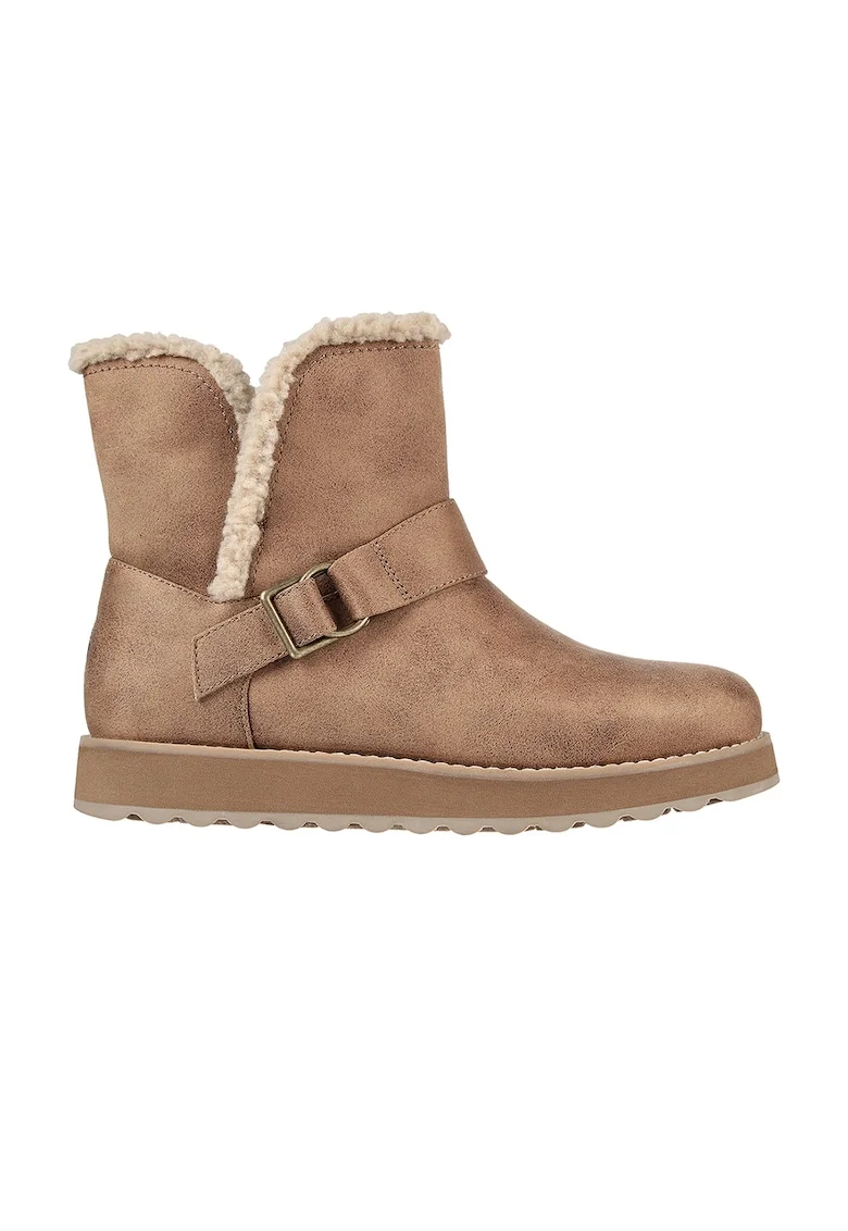 Ghete fara inchidere cu captuseala din material teddy Keepsakes 2.0 Cabin Feels, Maro camel