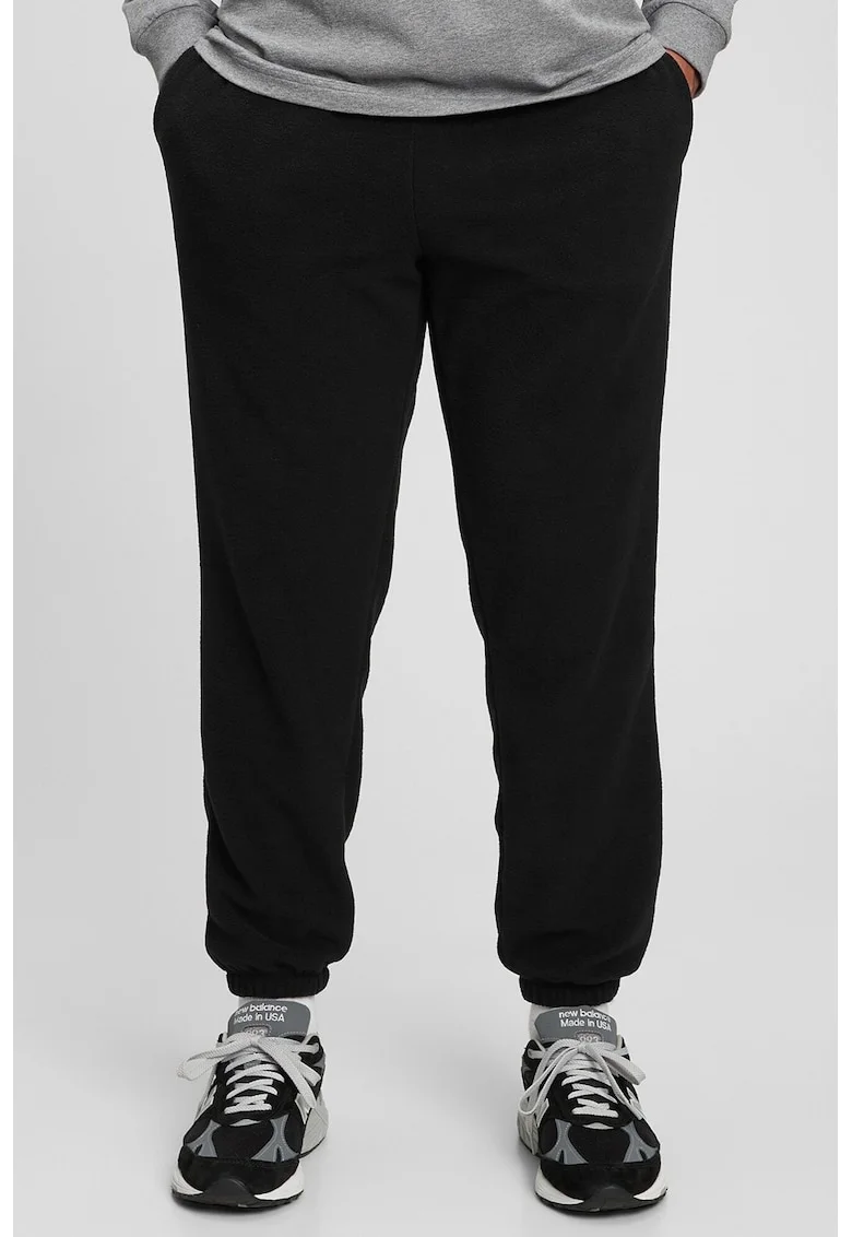 Pantaloni sport de fleece cu buzunare, Negru