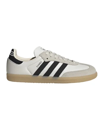 Pantofi sport din piele cu insertii din piele intoarsa Samba, Alb/Negru