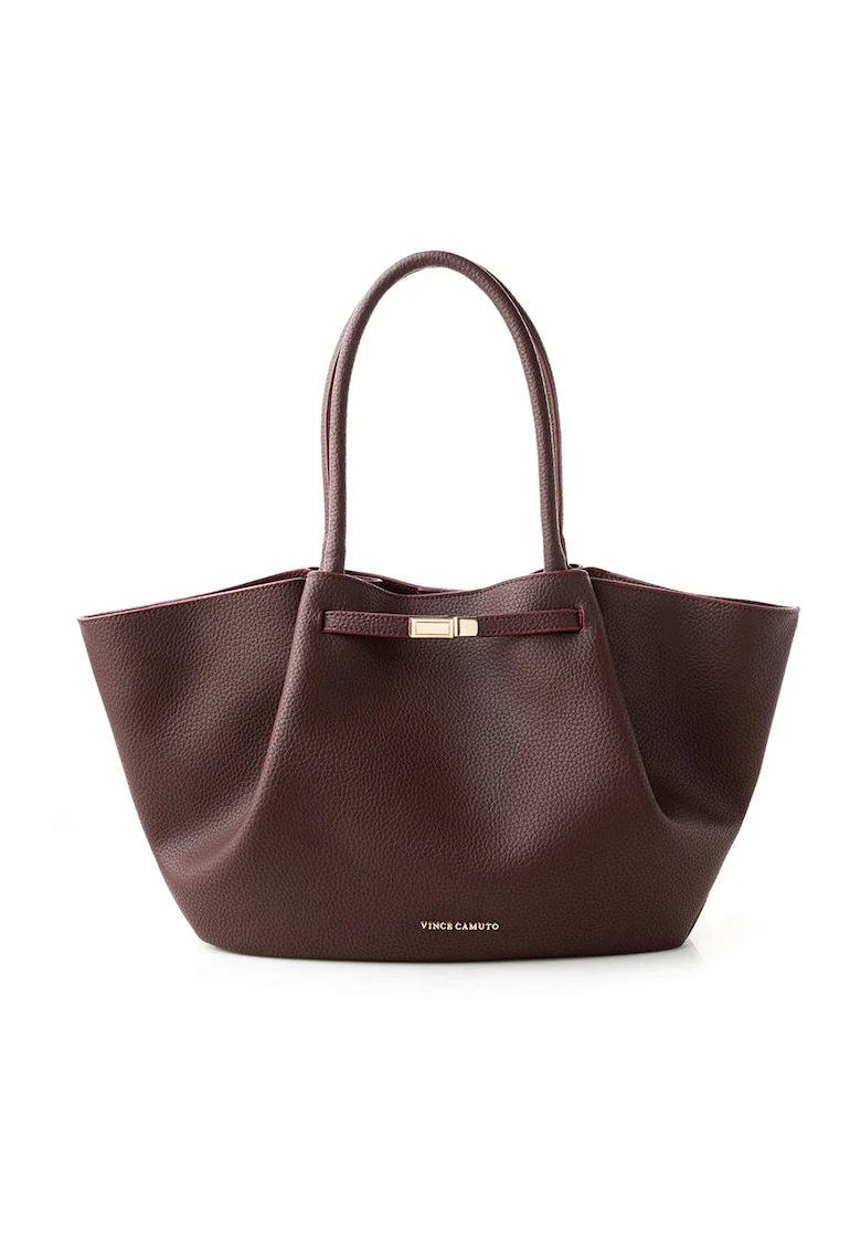 Geanta tote de piele ecologica, Visiniu, 27 x 52 x 13 cm
