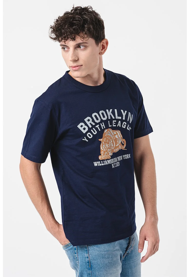 Tricou din amestec de bumbac organic Billy, Bleumarin