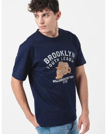 Tricou din amestec de bumbac organic Billy, Bleumarin