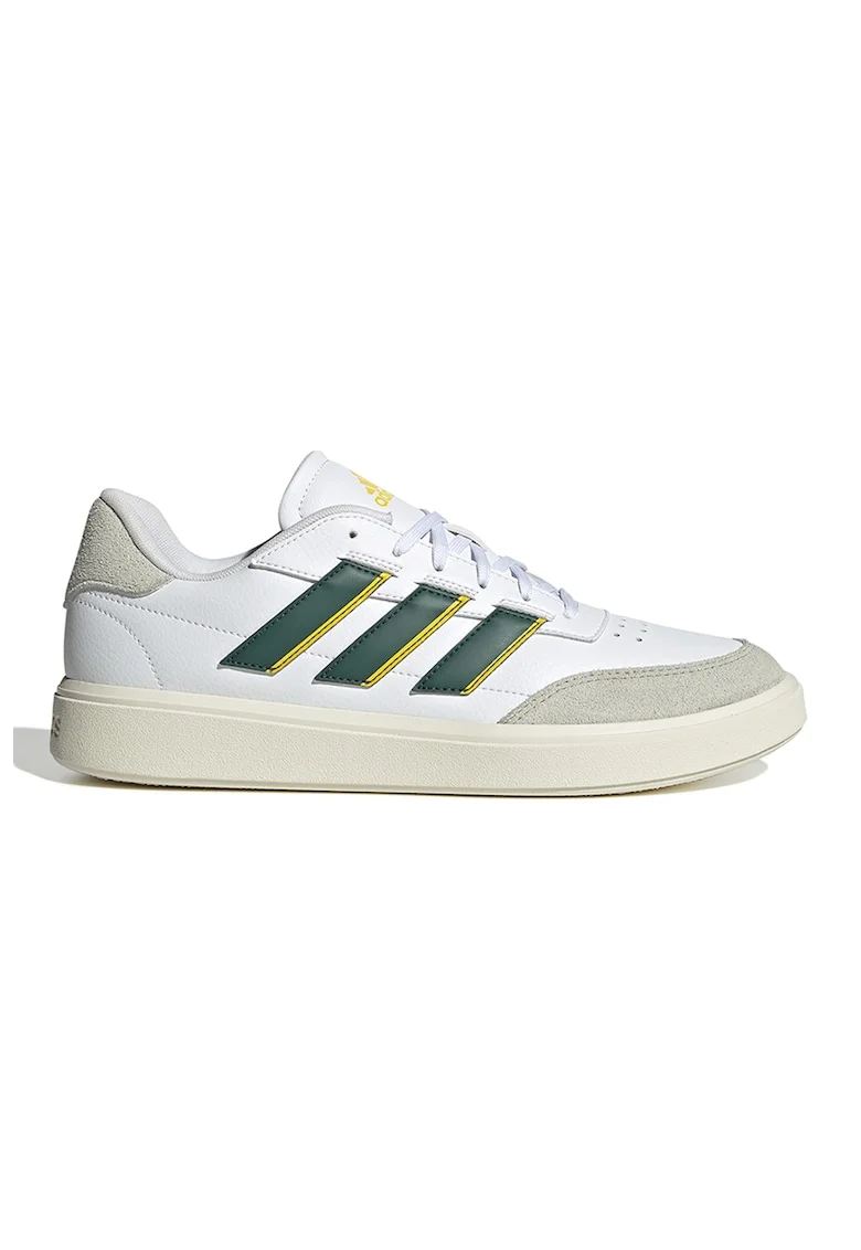 Pantofi sport din piele ecologica si piele intoarsa sintetica Courtblock, Verde englez/Alb optic/Grej