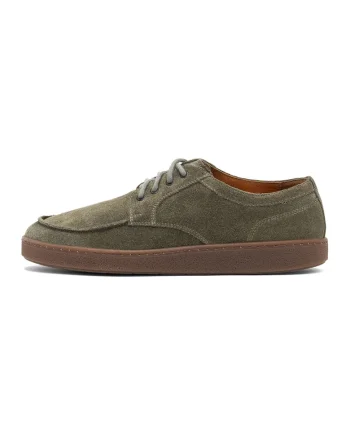 Pantofi de piele intoarsa cu sireturi, Kaki inchis