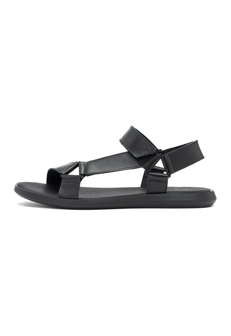 Sandale din piele cu velcro Bon, Negru antracit