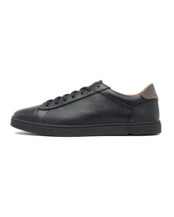 Pantofi sport de piele cu garnituri de piele intoarsa, Negru