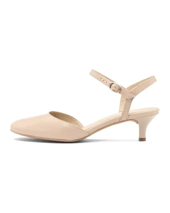 Pantofi de piele cu toc kitten, Bej