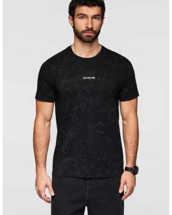 Tricou slim fit cu model, Negru/Gri inchis
