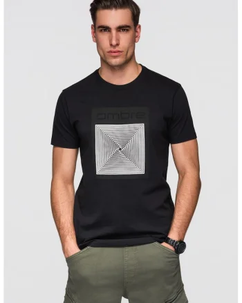 Tricou slim fit cu imprimeu, Alb/Negru