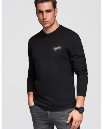 Bluza de bumbacu cu imprimeu pe piept, Negru